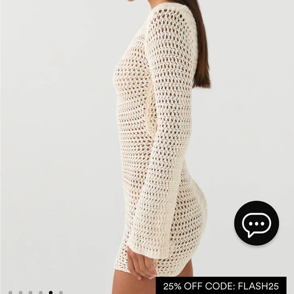 Peppermayo M-L Down for the Ride Crochet Mini Dress - Ivory Coverup - Picture 6 of 11